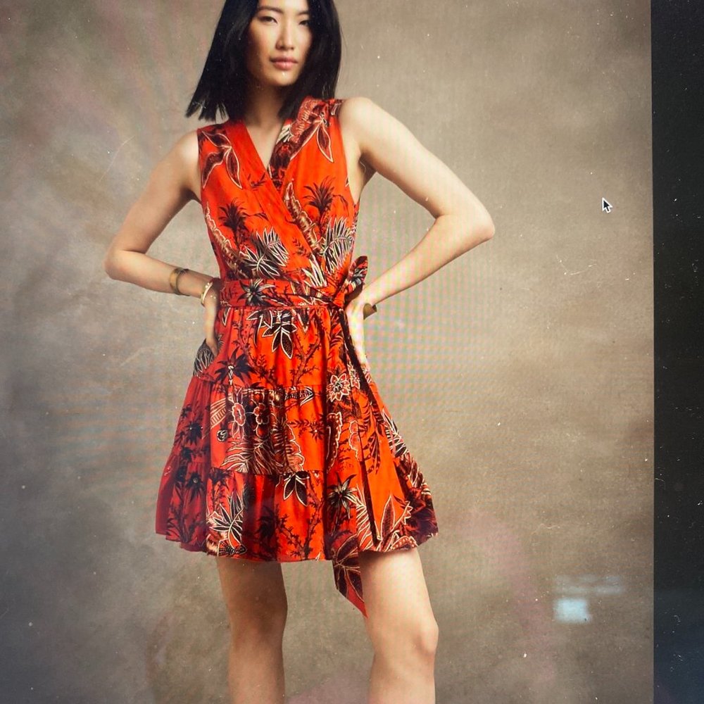 Banana Republic Stampa Mini Dress Red Floral XS Pockets